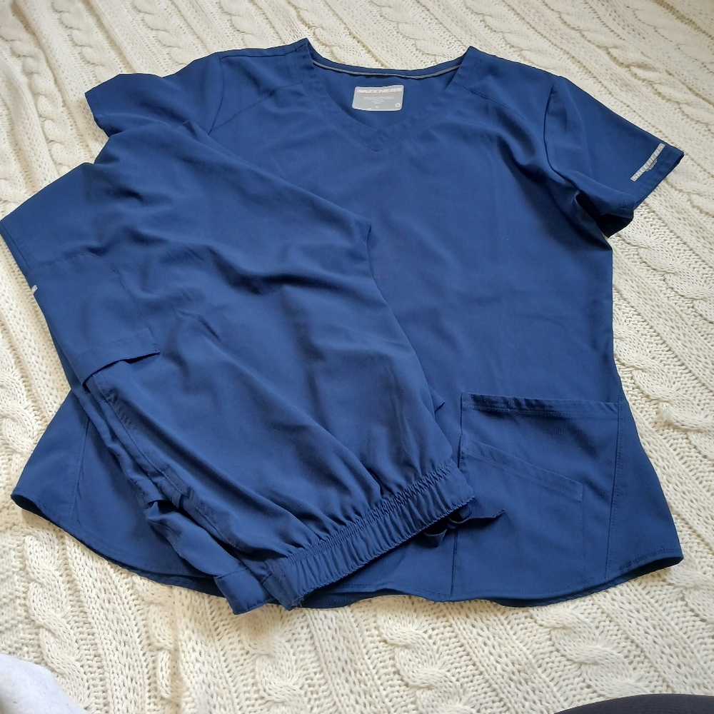 Navy Blue Sketchers Scrub Set XL